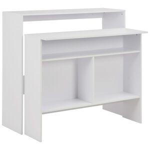 vidaXL barbord med 2 bordplader 130x40x120 cm hvid