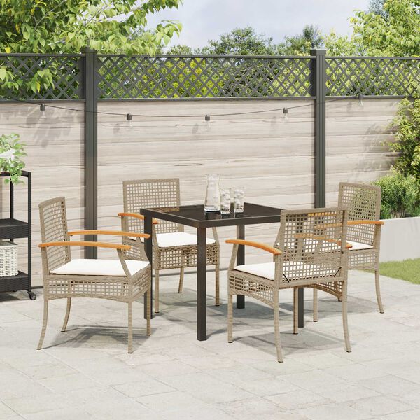vidaXL Have Spisebordss&aelig;t 5 pcs Beige polyrattan