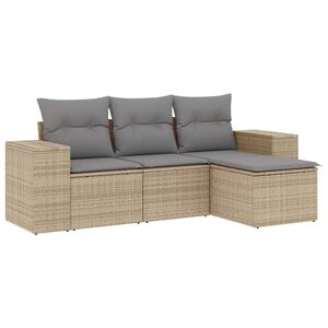 vidaXL sofas&aelig;t til haven 4 dele med hynder polyrattan beige