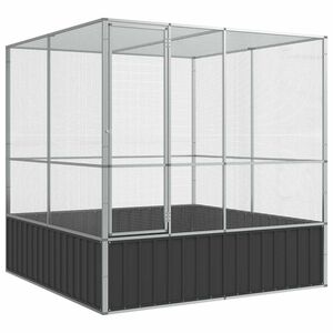 vidaXL voliere 211x207x212 cm st&aring;l s&oslash;lvfarvet