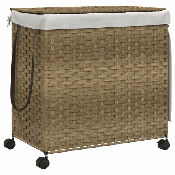 vidaXL vasket&oslash;jskurv med hjul 60x35x60,5 cm rattan