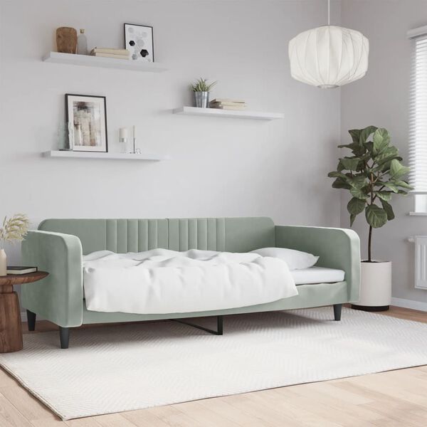 vidaXL daybed 100x200 cm velour lysegr&aring;