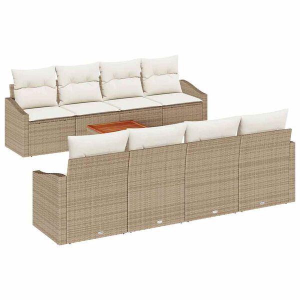 vidaXL Havesofa S&aelig;t med opbevaring 9 pcs Beige og creme polyrattan