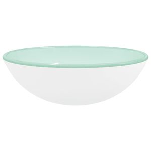 vidaXL h&aring;ndvask 42x14 cm h&aelig;rdet glas hvid
