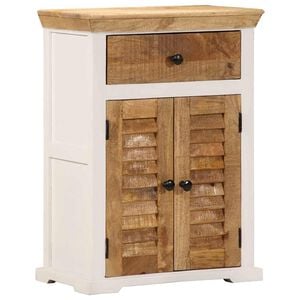 vidaXL sk&aelig;nk 55x30x73 cm massivt ru mangotr&aelig; hvid og brun