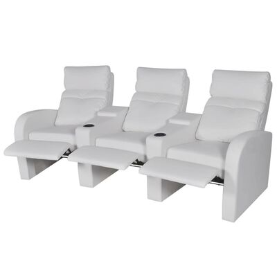 vidaXL 3-personers lænestol med LED-lys kunstlæder hvid
