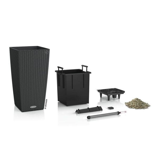 LECHUZA plantekrukke CUBICO Cottage 30 ALL-IN-ONE granitgr&aring;