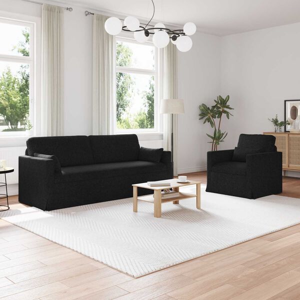 vidaXL Sofa 2 pcs Sort 198 x 78 x 80 cm Stof