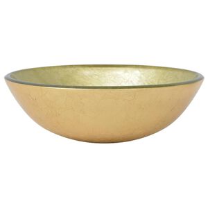 vidaXL h&aring;ndvask h&aelig;rdet glas 42 cm guldfarvet
