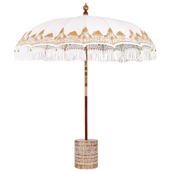 vidaXL Balinesisk parasol med base Creme 215 x 215 x 260 cm