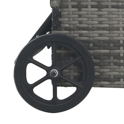 vidaXL liggestol med hjul polyrattan antracitgrå