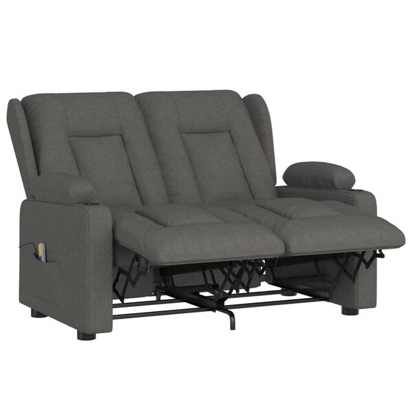 vidaXL 2-personers massagestol med kopholdere stof mørkegrå