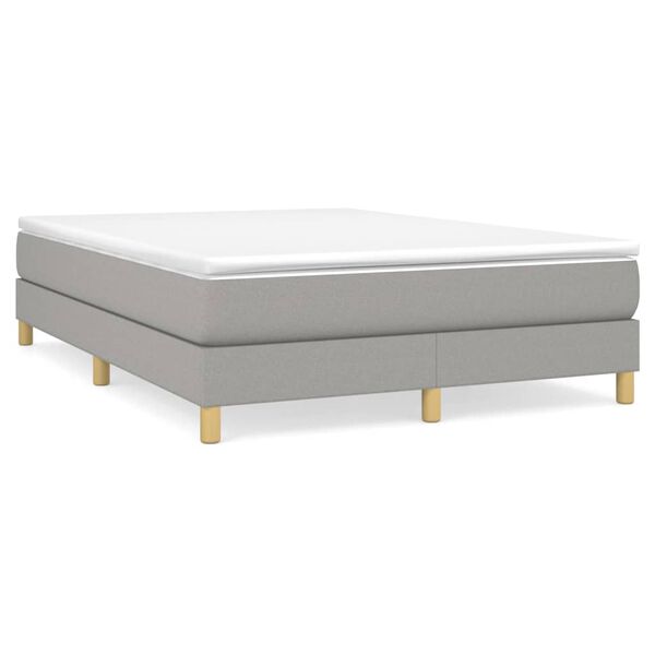 vidaXL Boxspring sengeramme 140x190 cm stof lysegr&aring;
