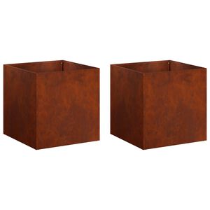 vidaXL Have Blomsterkrukke 2 stk. Rusten 35 x 35 x 35 cm Cortenst&aring;l