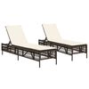 vidaXL liggestole 2 stk. med hynder polyrattan brun