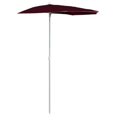 vidaXL halv parasol med stang 180x90 cm bordeaux