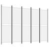 vidaXL 5-panels rumdeler 250x180 cm stof hvid
