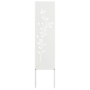 vidaXL Have privatliv sk&aelig;rm Blomstret Hvid 32 x 140 cm Koldvalset st&aring;l