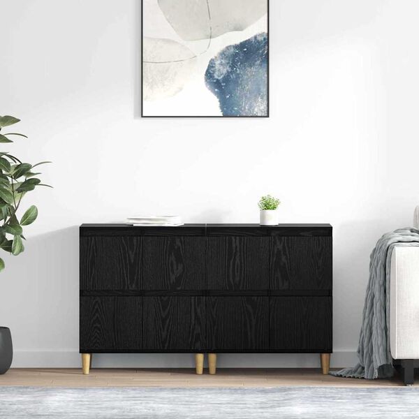 vidaXL Sideboards 2 pcs Sort eg 60 x 35 x 70 cm Konstrueret tr&aelig;