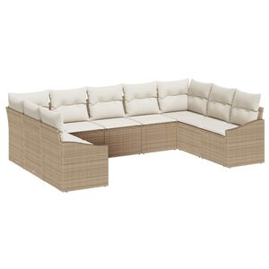 vidaXL Havesofa S&aelig;t med opbevaring 9 pcs Beige og creme polyrattan