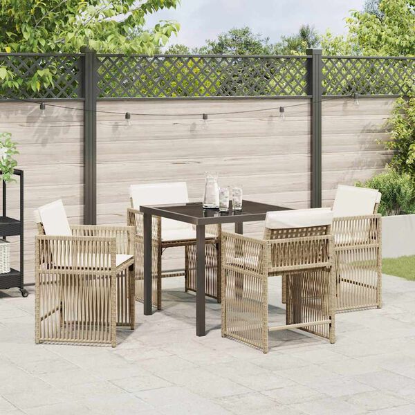 vidaXL Have Spisebordss&aelig;t 5 pcs Beige polyrattan
