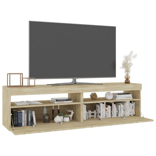 vidaXL tv-borde 2 stk. med LED-lys 75x35x40 cm sonoma-eg