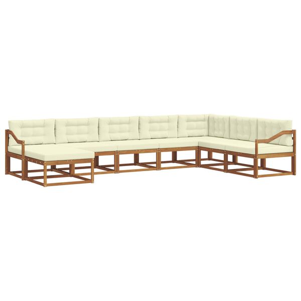 vidaXL Udend&oslash;rs sofagruppe med pude 8 pcs Naturlig og Fl&oslash;de