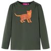 Lang&aelig;rmet T-shirt til b&oslash;rn str. 92 kakifarvet
