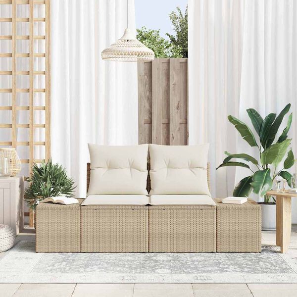 vidaXL Havemøbelsofa Beige 123 x 62 x 69cm polyrattan