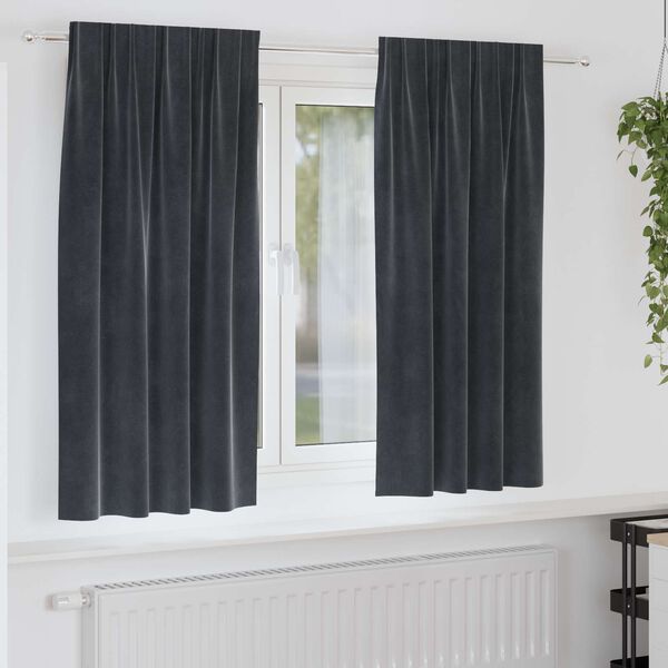 vidaXL M&oslash;rkl&aelig;gningsgardiner 2 pcs M&oslash;rkegr&aring; 140 x 175 cm Fl&oslash;jl