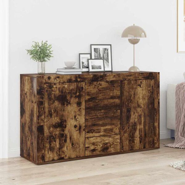 vidaXL Sideboard med skuffe R&oslash;get eg 120 x 36 x 69 cm Konstrueret tr&aelig;