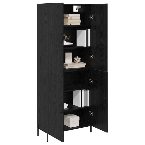 vidaXL Highboard Sort eg 69,5 x 34 x 180 cm Konstrueret tr&aelig;