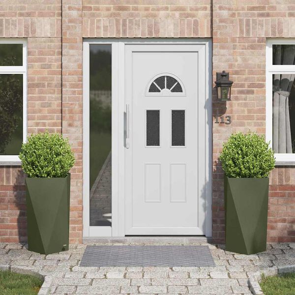 vidaXL Plantekasse 2 pcs Oliven gr&oslash;n 40 x 40 x 75 cm St&aring;l