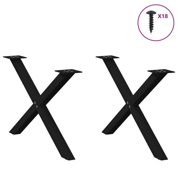 vidaXL sofabordsben X-formet 2 stk. sort 70 x (42-43) cm st&aring;l