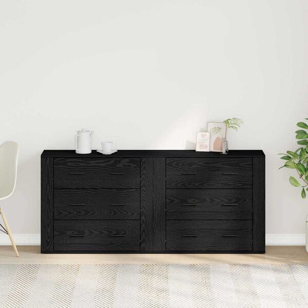vidaXL Sideboard med skuffe Sort eg 160 x 33 x 70 cm Konstrueret tr&aelig;