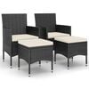 vidaXL havestole med skamler 4 dele polyrattan sort