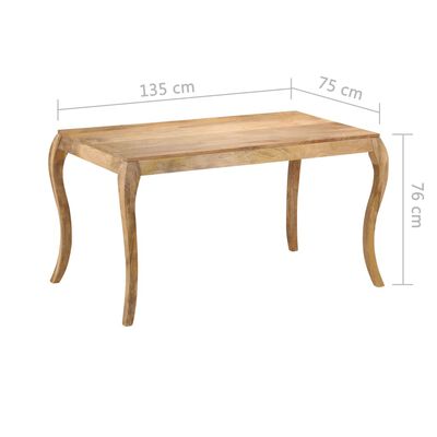 vidaXL spisebord i massivt mangotræ 135 x 75 x 76 cm