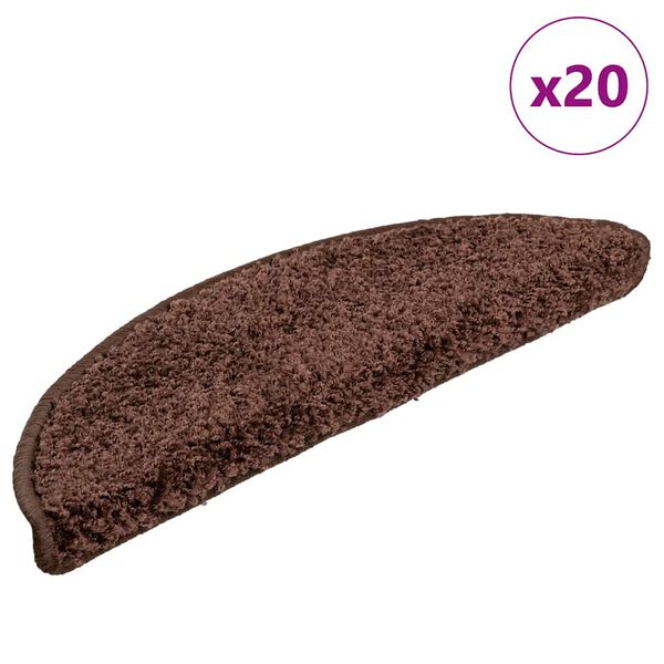 vidaXL trappem&aring;tter 20 stk. 56x17x3 cm brune halvrunde