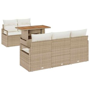vidaXL Havesofa S&aelig;t med opbevaring 6 pcs Beige Poly rattan