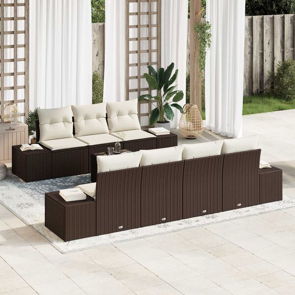 vidaXL Havesofa Sæt 8 pcs Brun Poly rattan