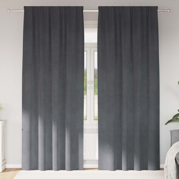 vidaXL M&oslash;rkl&aelig;gningsgardiner 2 pcs Lysegr&aring; 140 x 225 cm Fl&oslash;jl
