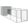 vidaXL hundehus med l&oslash;beg&aring;rd 110x405x110 cm galvaniseret st&aring;l lysegr&aring;
