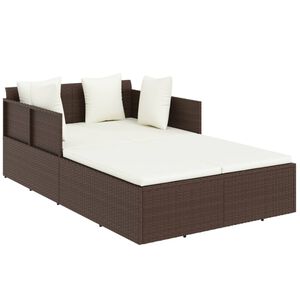 vidaXL solseng med hynder 182x118x63 cm polyrattan brun