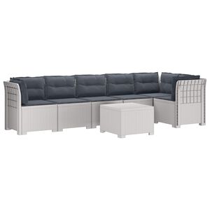 vidaXL 6-personers Have Sofa med Puder Rattan Look PP Hvid
