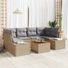 vidaXL Havesofa S&aelig;t med pude 7 pcs Beige polyrattan