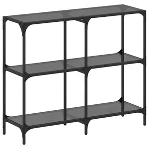 vidaXL konsolbord med sort glastop 98x30x81 cm st&aring;l