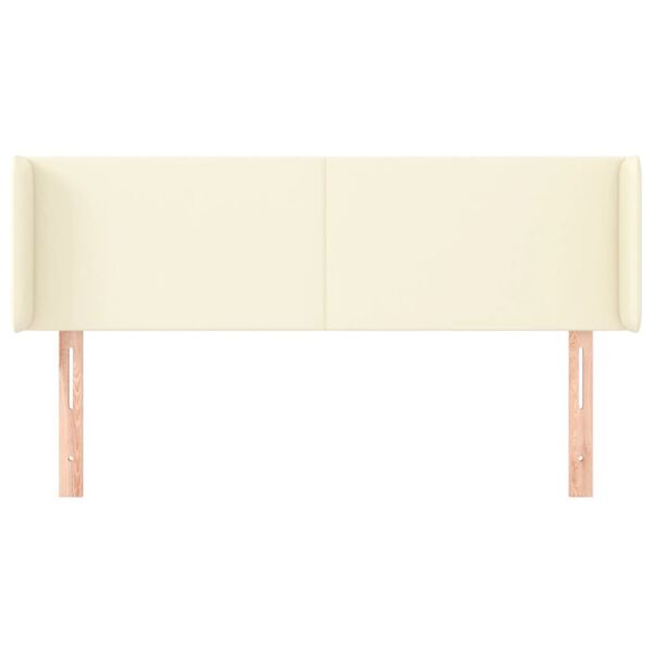 vidaXL sengegavl med kanter 147x16x78/88 cm kunstl&aelig;der cremefarvet