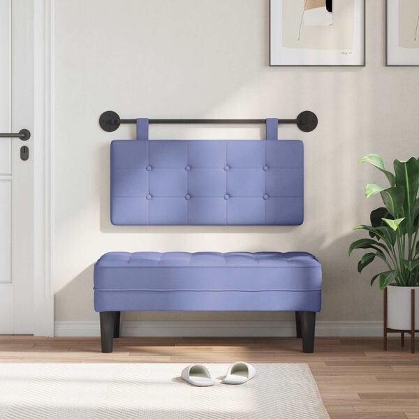 vidaXL H&aelig;ngende Hovedgavl V&aelig;gmonteret Jeans bl&aring; 100 x 55 x 5 cm Stof