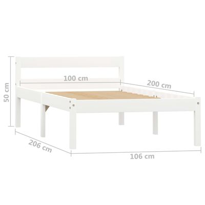 vidaXL sengestel med 2 skuffer 100x200 cm massivt fyrretræ hvid