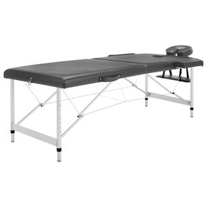 vidaXL massagebord med 2 zoner aluminiumsstel 186x68 cm antracitgr&aring;